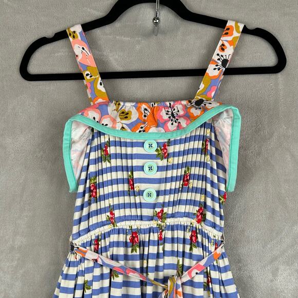 435 Matilda Jane Dress Girls 12 Blue Striped Floral Endless Summer Maxi Spring - Picture 2 of 13